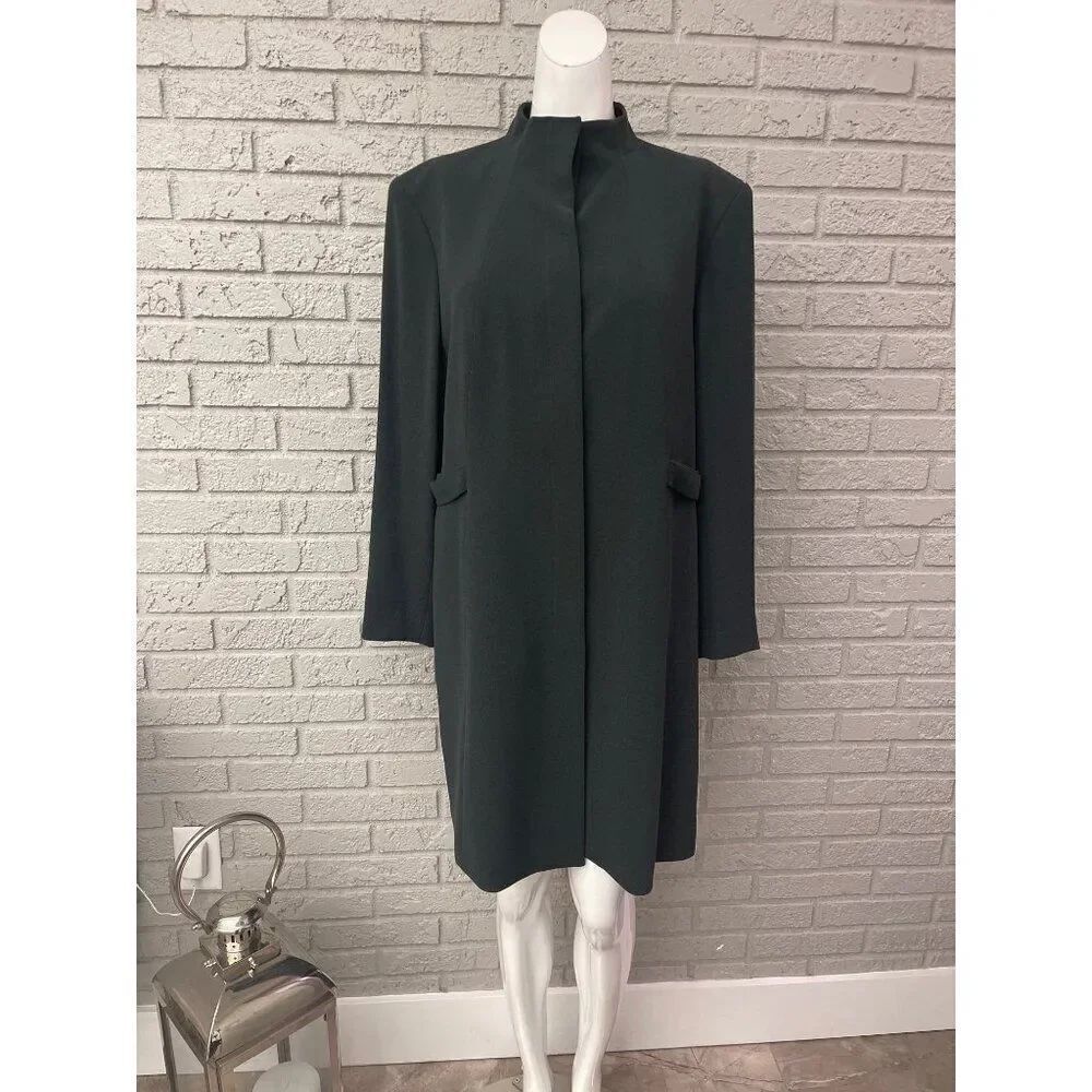 Alfani Women Black Petite Mock Neck Long Sleeve Duster Jacket Size 14P